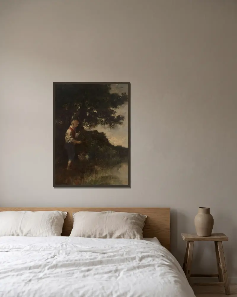 Boy fishing von Narcisse-Virgile Diaz de La Peña gerahmt an einer Wand