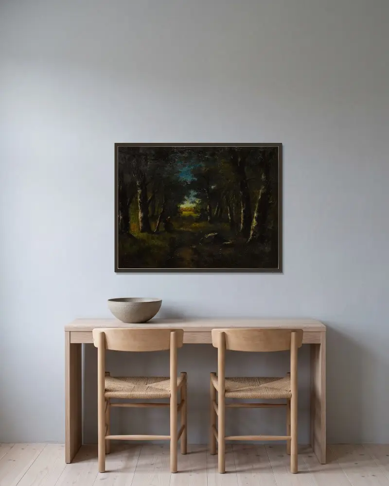 Foraging in the Forest von Narcisse-Virgile Diaz de La Peña gerahmt an einer Wand