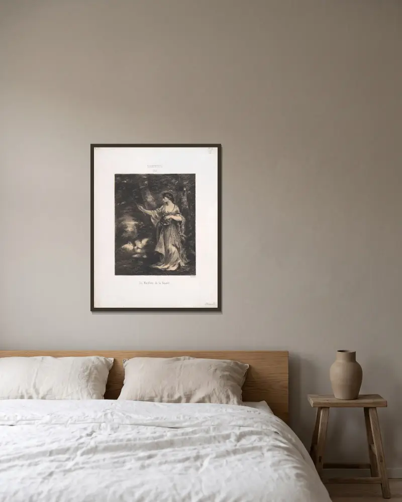 Les Maléfices de la Beauté von Narcisse-Virgile Diaz de La Peña gerahmt an einer Wand