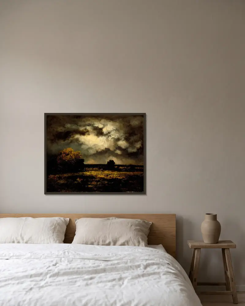Stormy Landscape, Narcisse-Virgile Diaz de La Peña v rámu na stěně