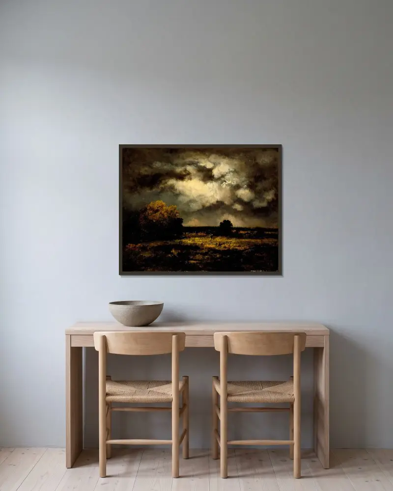 Stormy Landscape, Narcisse-Virgile Diaz de La Peña v rámu na stěně