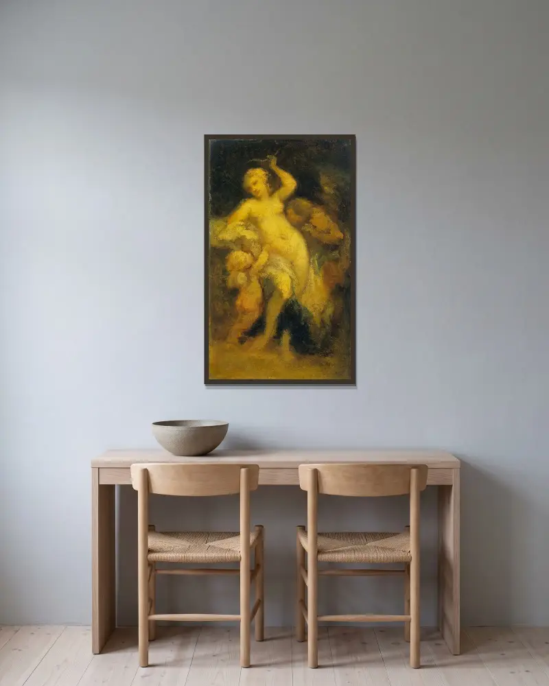 Venus entwaffnet Amor von Narcisse-Virgile Diaz de La Peña gerahmt an einer Wand