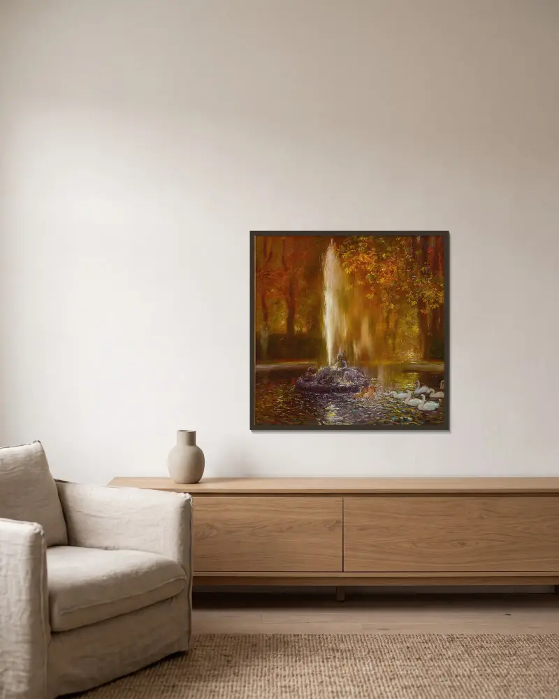 Le Jet D’eau De Versailles av Gaston La Touche inramad på en vägg