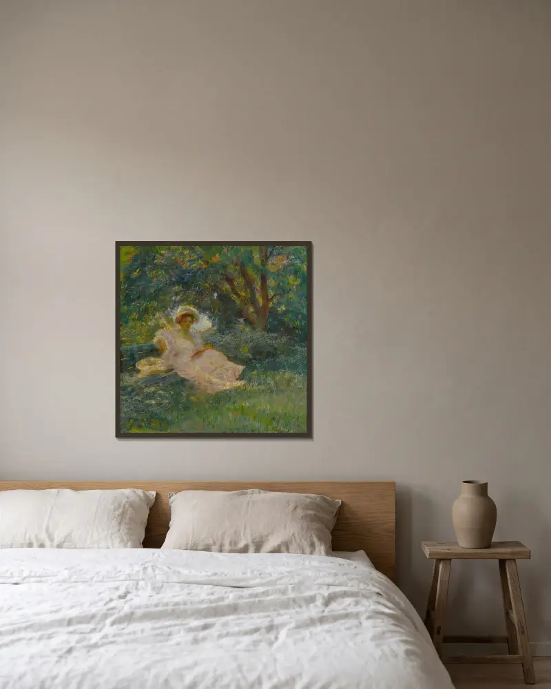 Unter den Bäumen von Gaston La Touche gerahmt an einer Wand