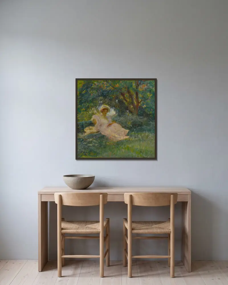 Unter den Bäumen von Gaston La Touche gerahmt an einer Wand
