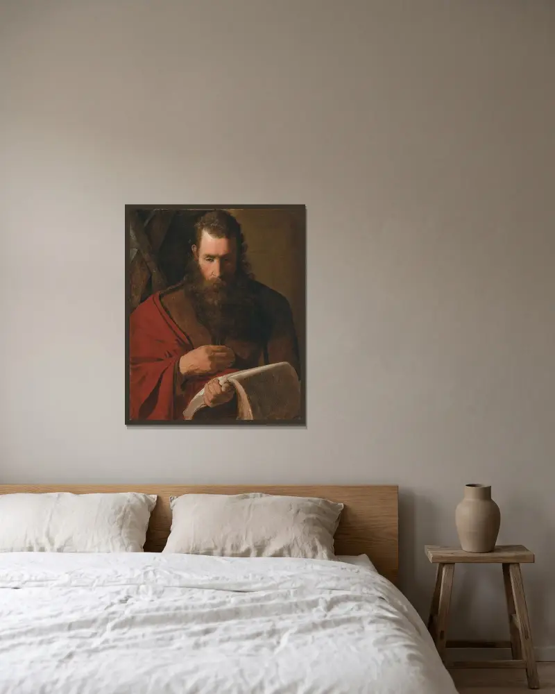 Der heilige Andreas von Georges de La Tour gerahmt an einer Wand