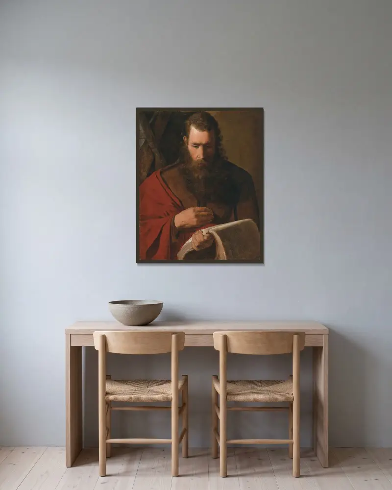 Der heilige Andreas von Georges de La Tour gerahmt an einer Wand