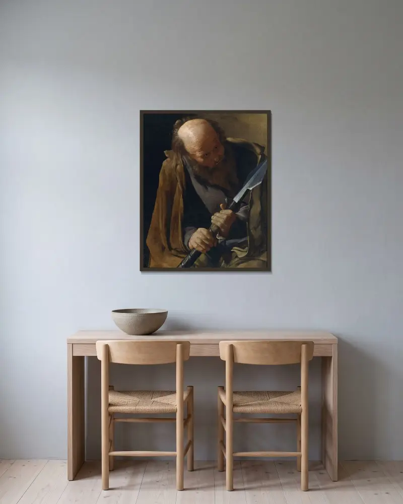 Den helige Tomas av Georges de La Tour inramad på en vägg