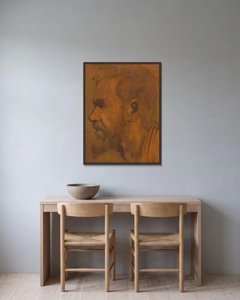 Head Study of a Thinker av Ladislav Mednyánszky inramad på en vägg
