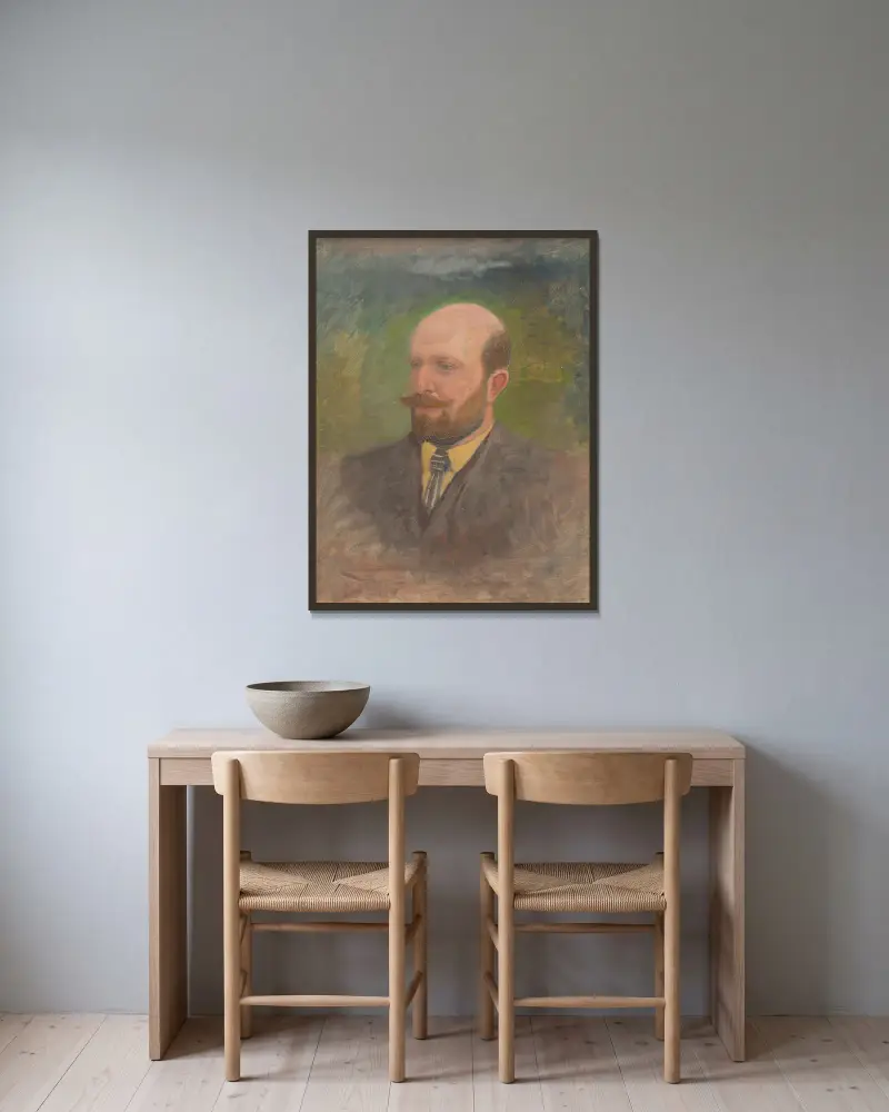 Portrait of a Man with a Tie av Ladislav Mednyánszky inramad på en vägg