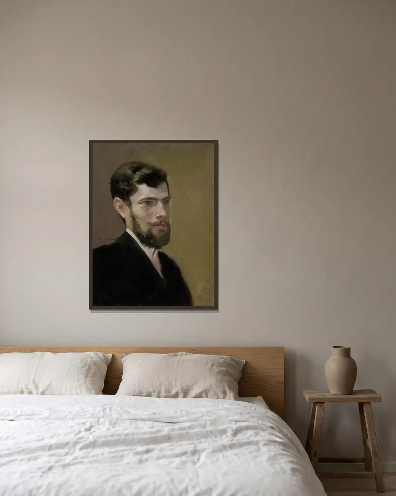 Study of a Bearded Man in a Black Suit av Ladislav Mednyánszky inramad på en vägg
