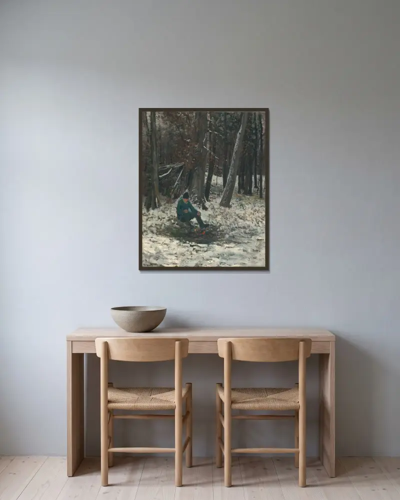 Woodcutter av Ladislav Mednyánszky inramad på en vägg