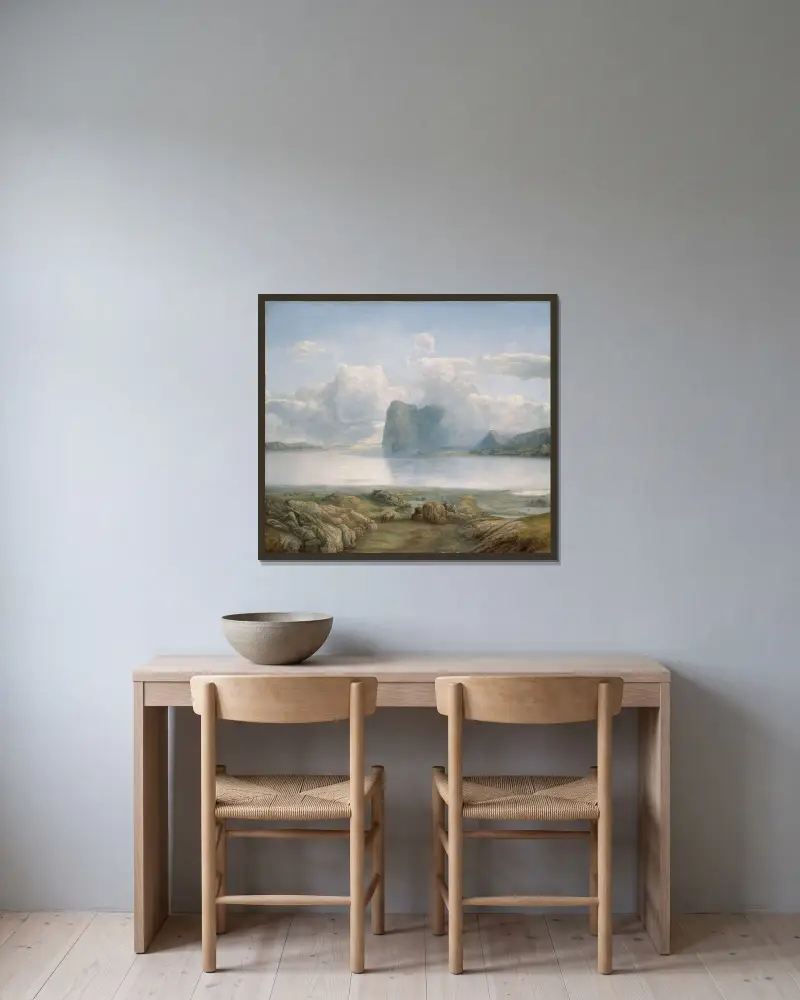 Island Borgøya av Lars Hertervig inramad på en vägg