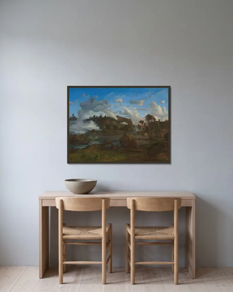 The Tarn av Lars Hertervig inramad på en vägg
