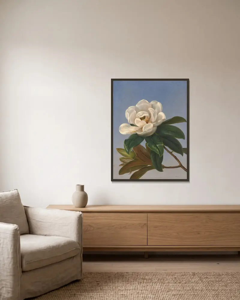 Fleur de magnolia av Johan Laurentz Jensen inramad på en vägg