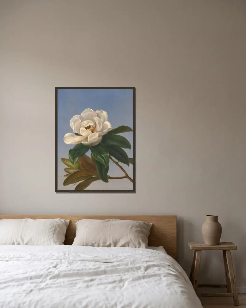 Fleur de magnolia av Johan Laurentz Jensen inramad på en vägg