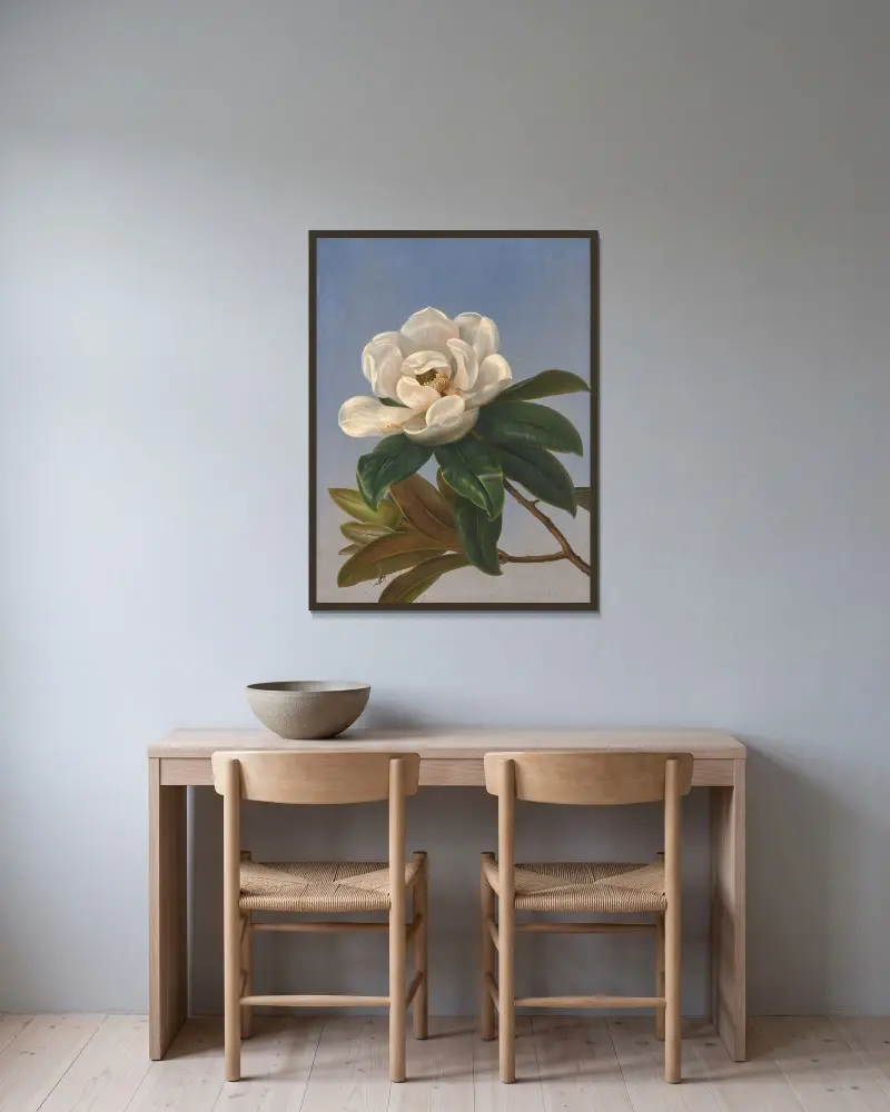 Fleur de magnolia av Johan Laurentz Jensen inramad på en vägg