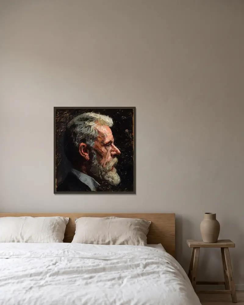 Self-portrait av Laurits Tuxen inramad på en vägg
