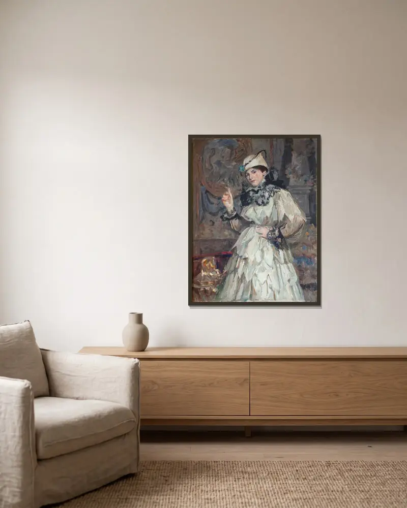 The Artist’s Daughter in Fancy Dress av Laurits Tuxen inramad på en vägg