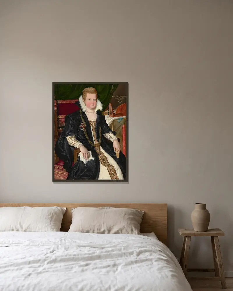 Lucia Bonasoni Garzoni av Lavinia Fontana inramad på en vägg