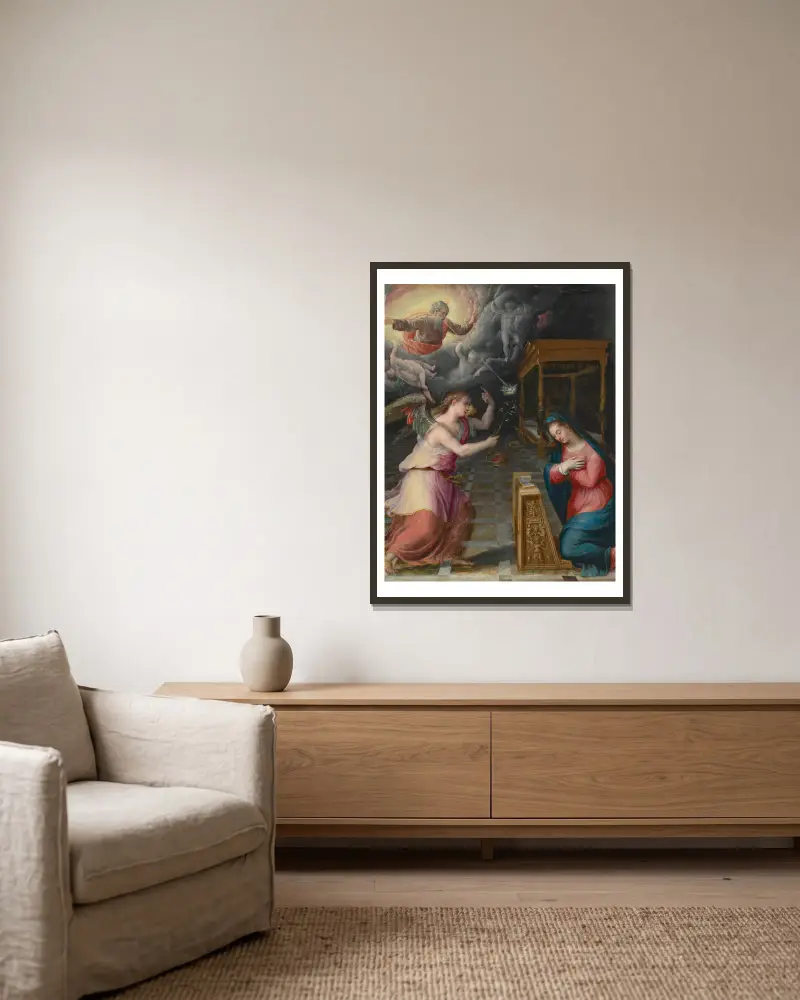 Verkündigung von Lavinia Fontana gerahmt an einer Wand
