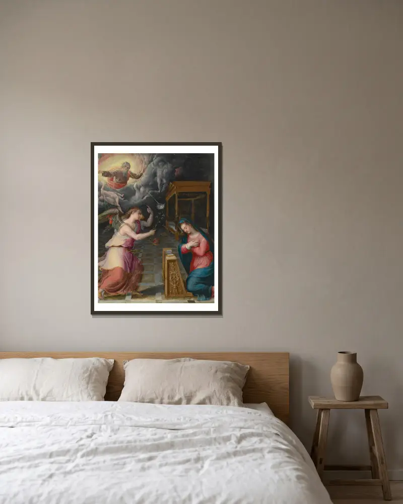 Verkündigung von Lavinia Fontana gerahmt an einer Wand