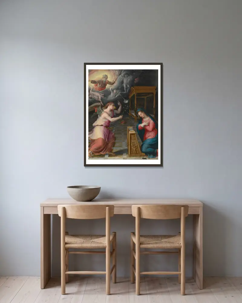 Verkündigung von Lavinia Fontana gerahmt an einer Wand