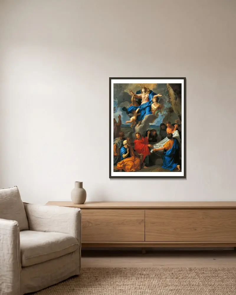 Assumption Of The Virgin av Charles Le Brun inramad på en vägg