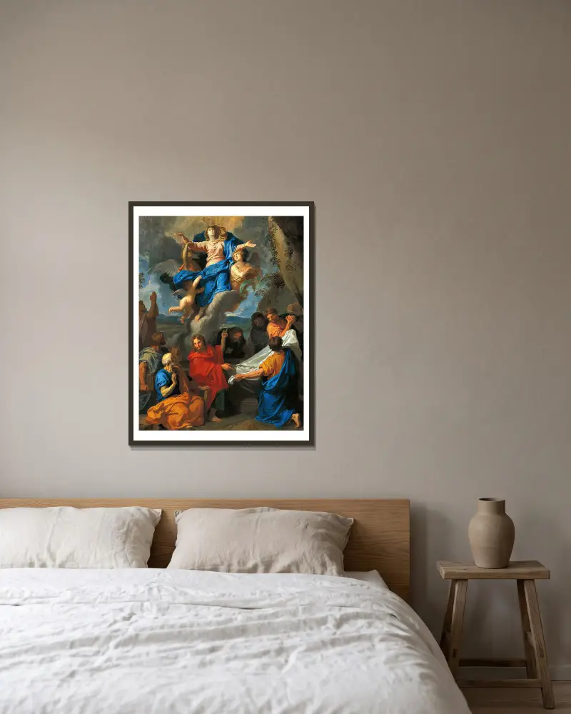 Assumption Of The Virgin av Charles Le Brun inramad på en vägg