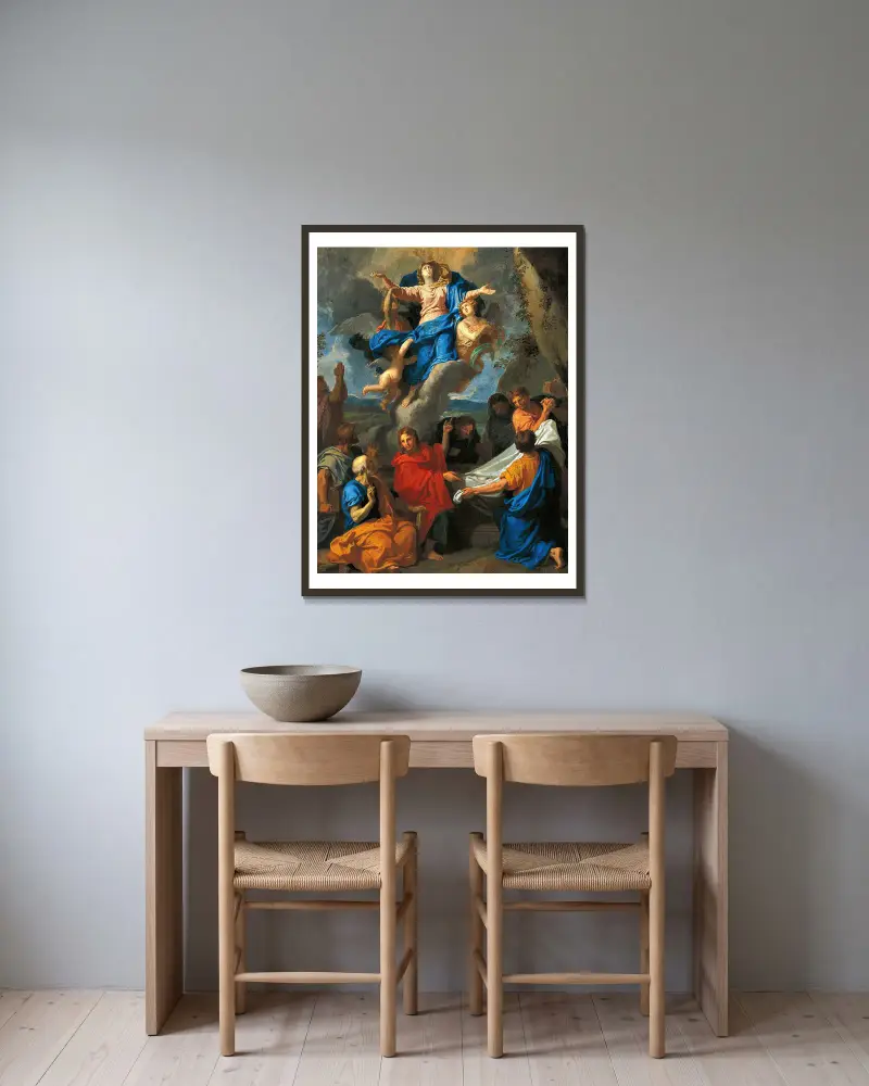 Assumption Of The Virgin av Charles Le Brun inramad på en vägg