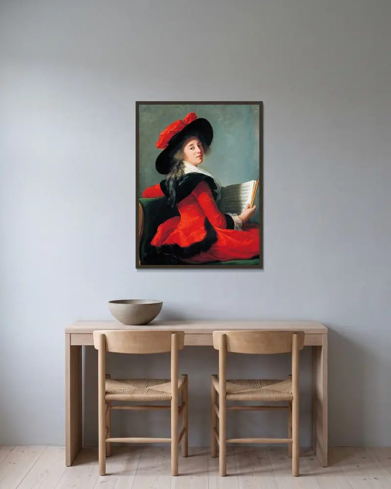 Baronne De Crussol av Elisabeth Louise Vigée Le Brun inramad på en vägg