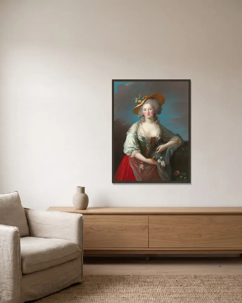 Elisabeth-Philippe-Marie-Hélène de France, dite Madame Elisabeth av Elisabeth Louise Vigée Le Brun inramad på en vägg