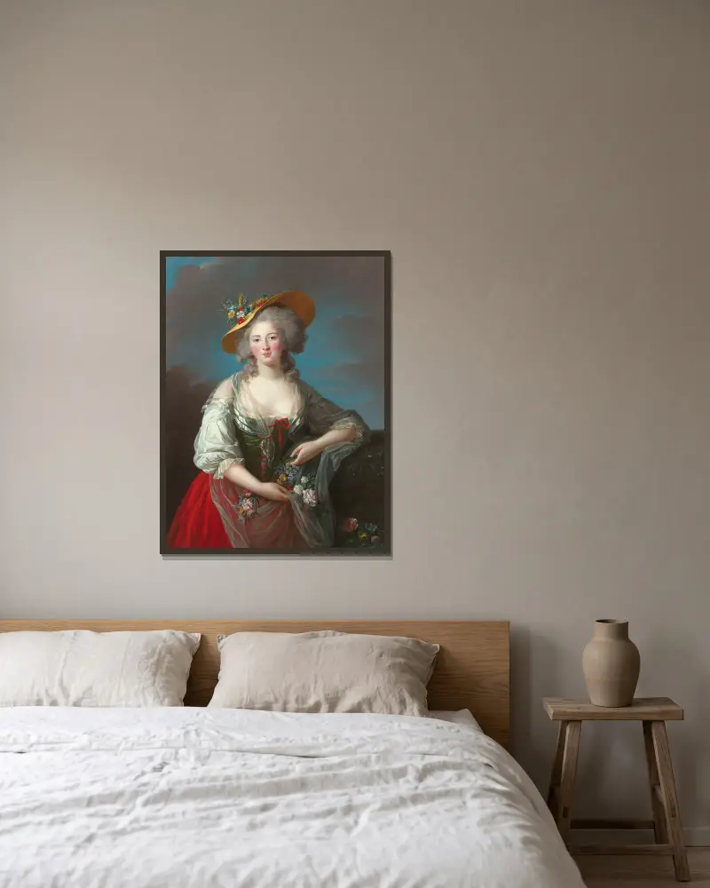 Elisabeth-Philippe-Marie-Hélène de France, dite Madame Elisabeth av Elisabeth Louise Vigée Le Brun inramad på en vägg