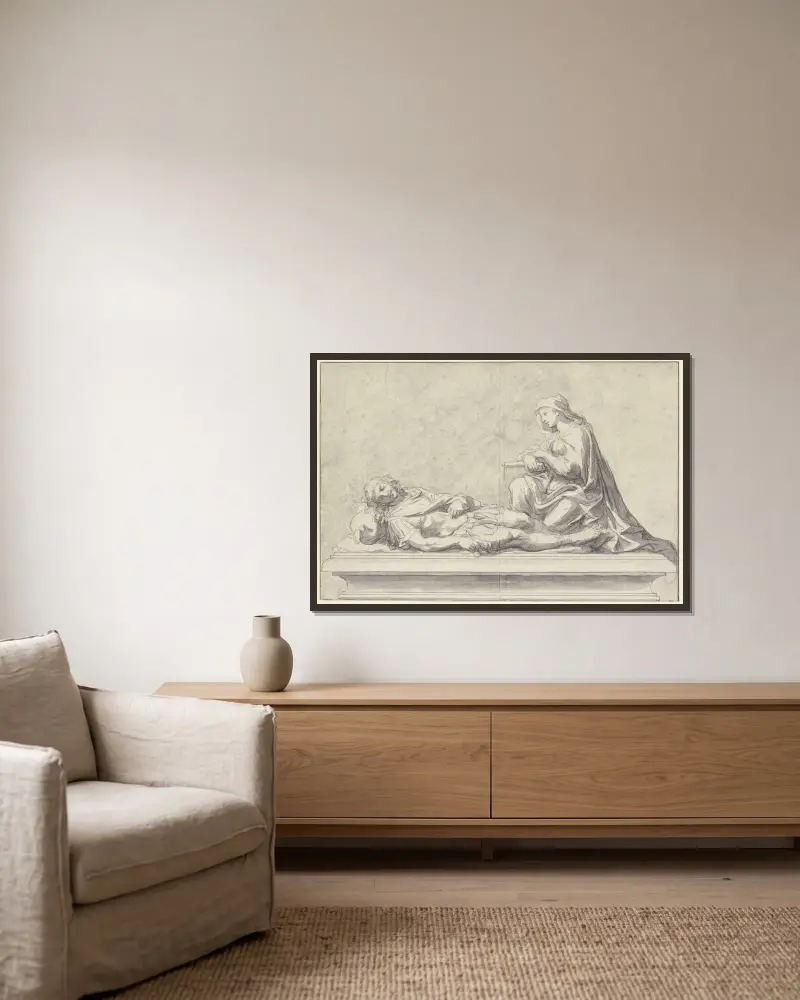 Grabmal des Nicolas de Bautru, Marquis de Vaubrun von Charles Le Brun gerahmt an einer Wand