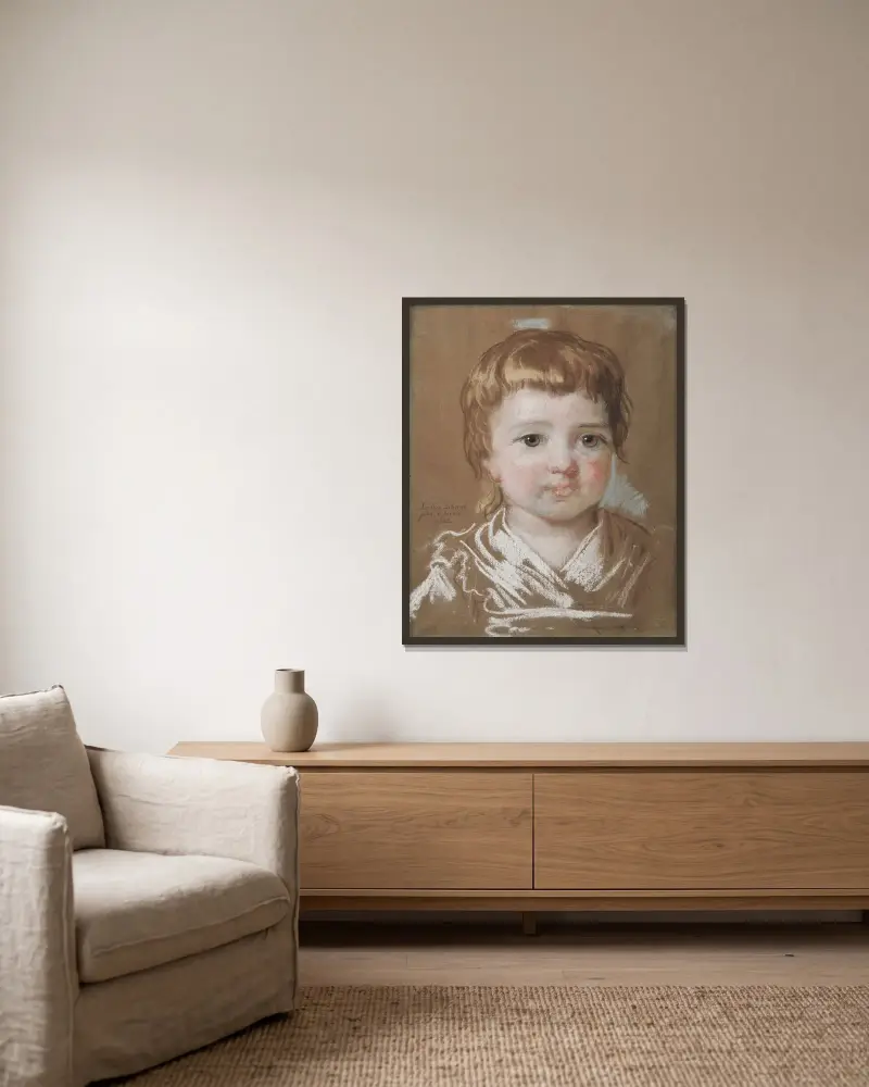 Jeanne Julie Louise Lebrun, konstnärens dotter, två år gammal av Elisabeth Louise Vigée Le Brun inramad på en vägg