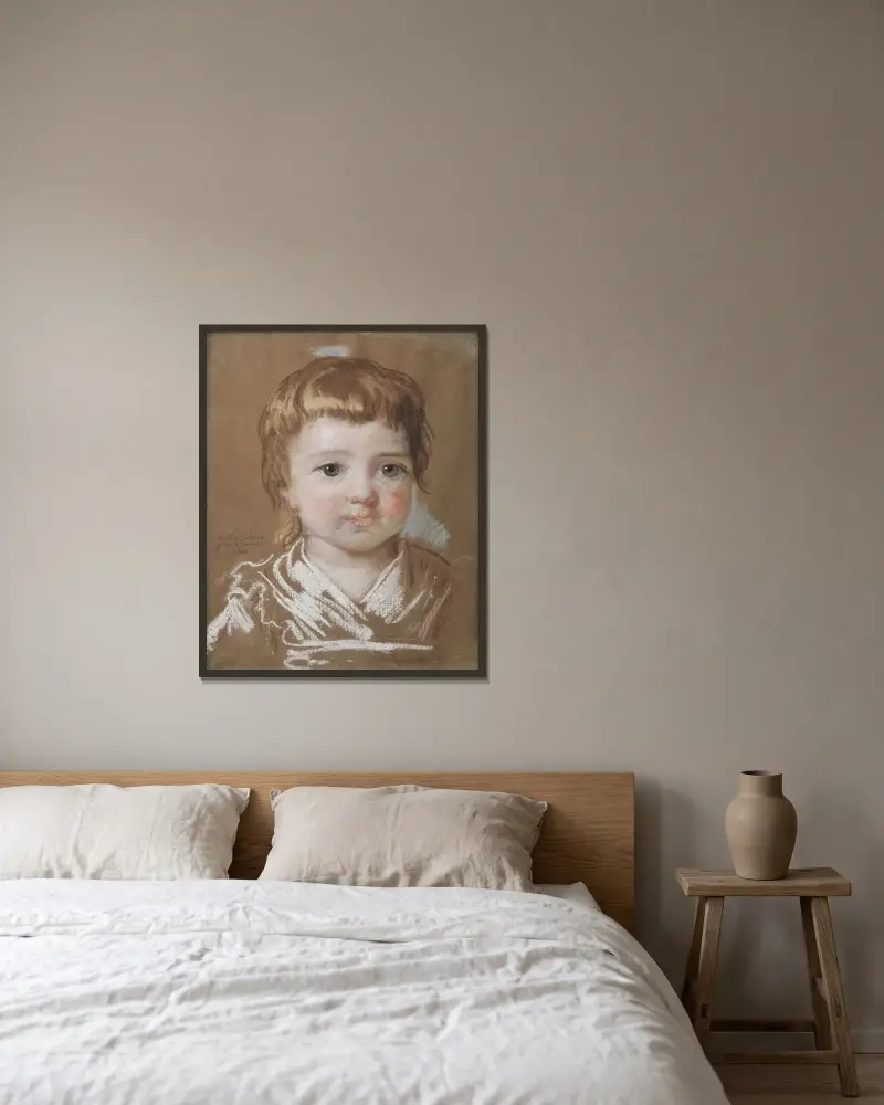 Jeanne Julie Louise Lebrun, konstnärens dotter, två år gammal av Elisabeth Louise Vigée Le Brun inramad på en vägg