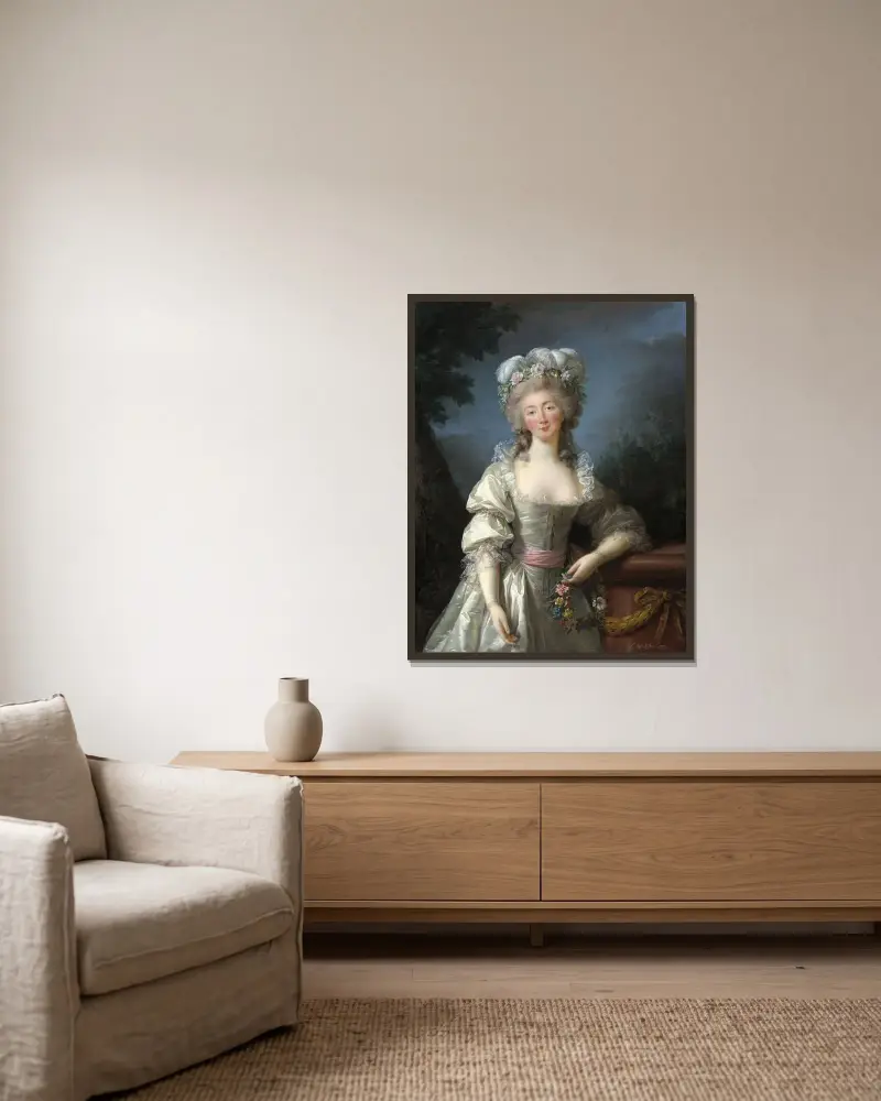 Madame du Barry av Elisabeth Louise Vigée Le Brun inramad på en vägg
