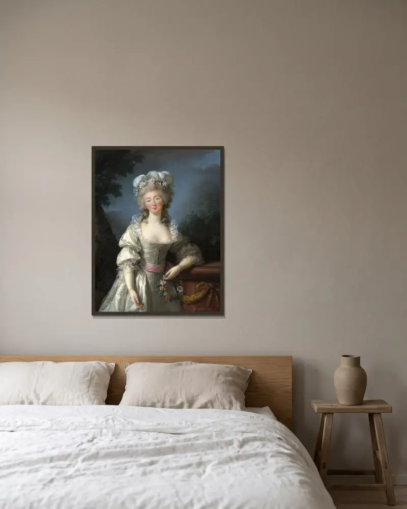 Madame du Barry av Elisabeth Louise Vigée Le Brun inramad på en vägg