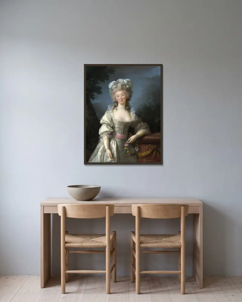 Madame du Barry av Elisabeth Louise Vigée Le Brun inramad på en vägg