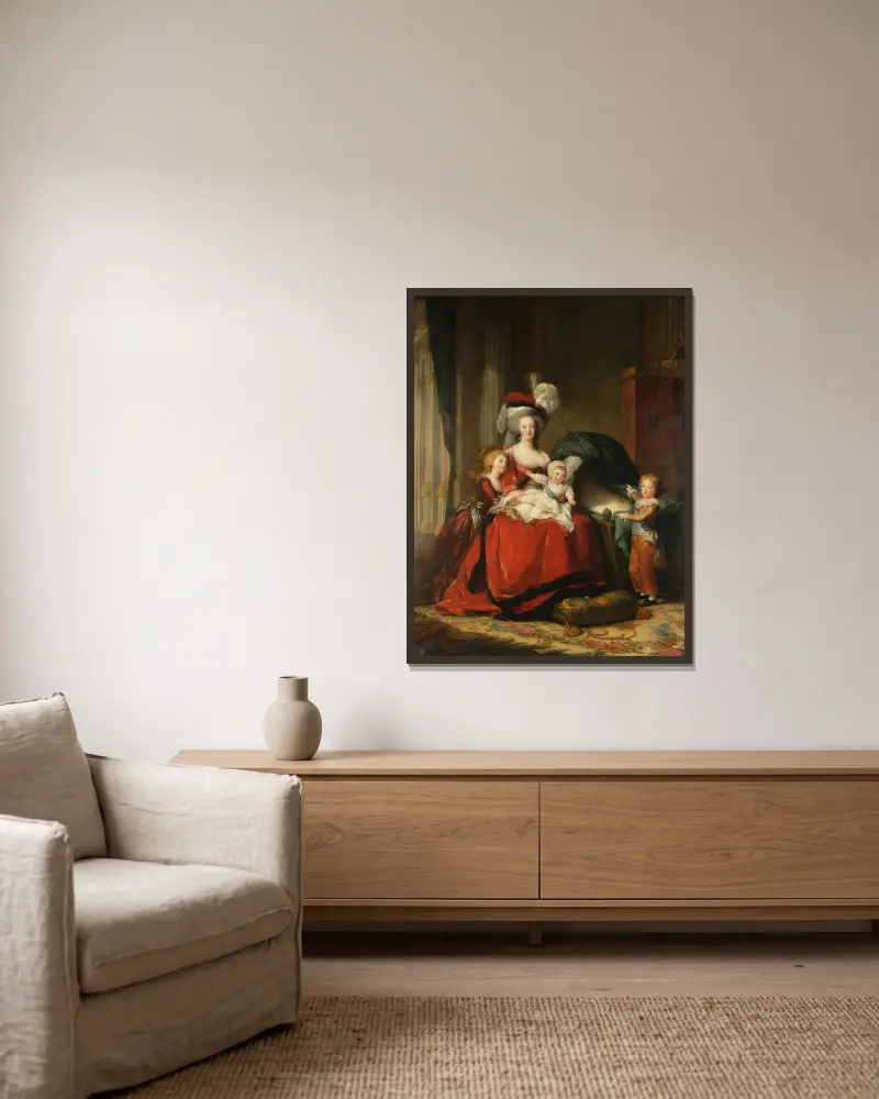 Marie-Antoinette de Lorraine-Habsbourg, Queen of France, and her children av Elisabeth Louise Vigée Le Brun inramad på en vägg
