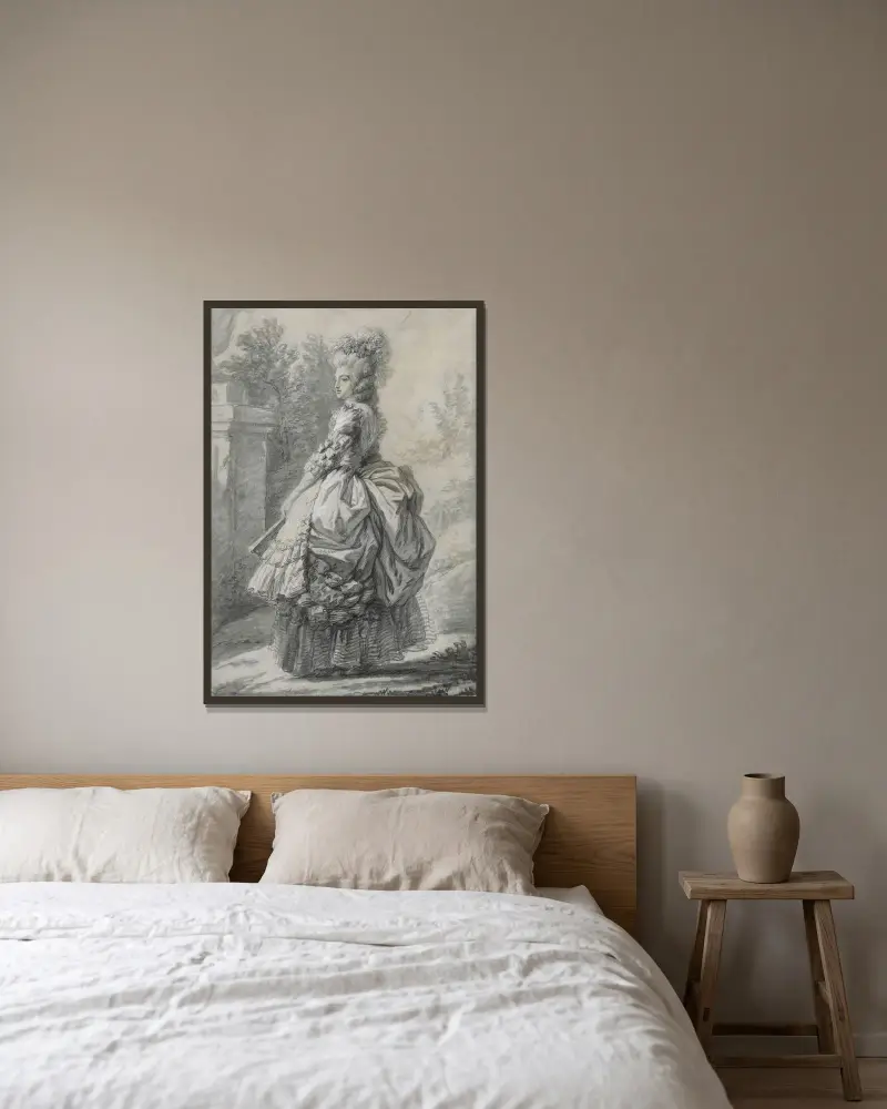Marie Antoinette i en park av Elisabeth Louise Vigée Le Brun inramad på en vägg