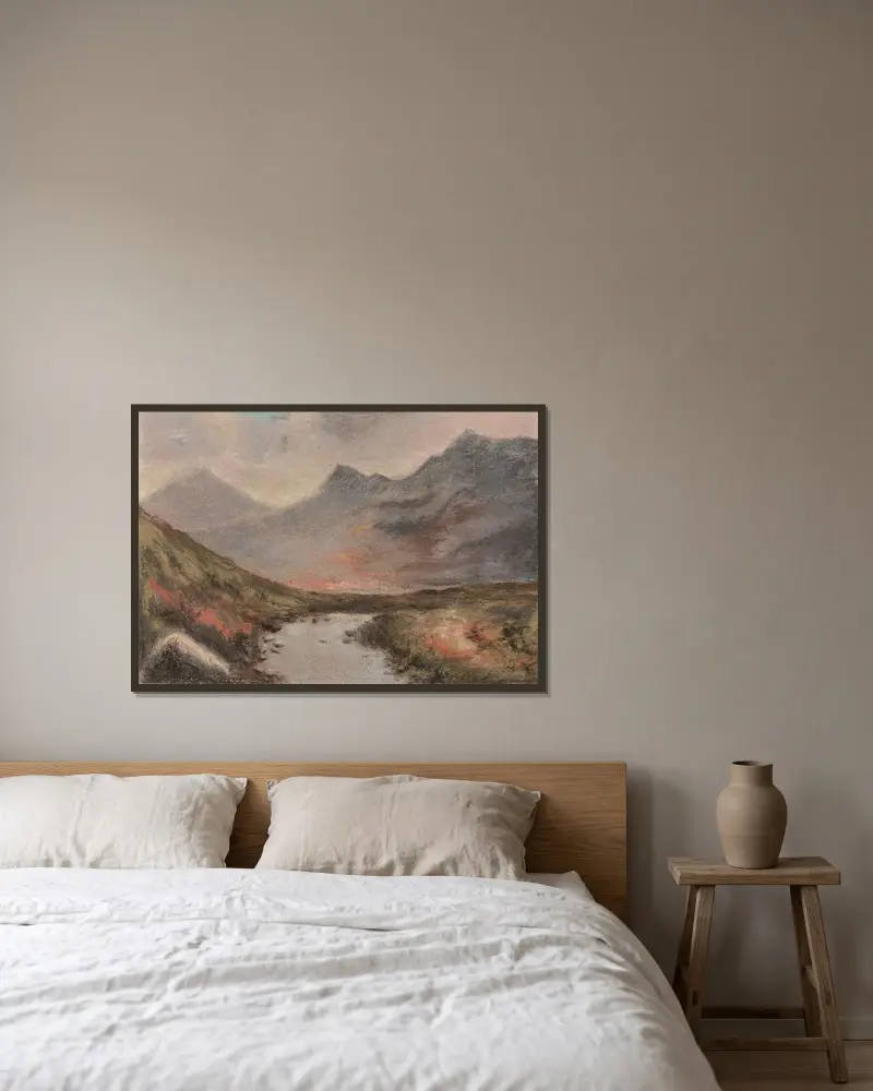 Bergslandskap av Elisabeth Louise Vigée Le Brun inramad på en vägg