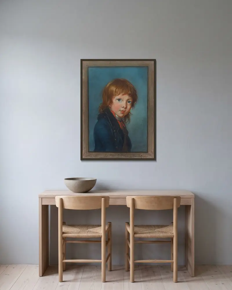Porträtt av en pojke av Elisabeth Louise Vigée Le Brun inramad på en vägg