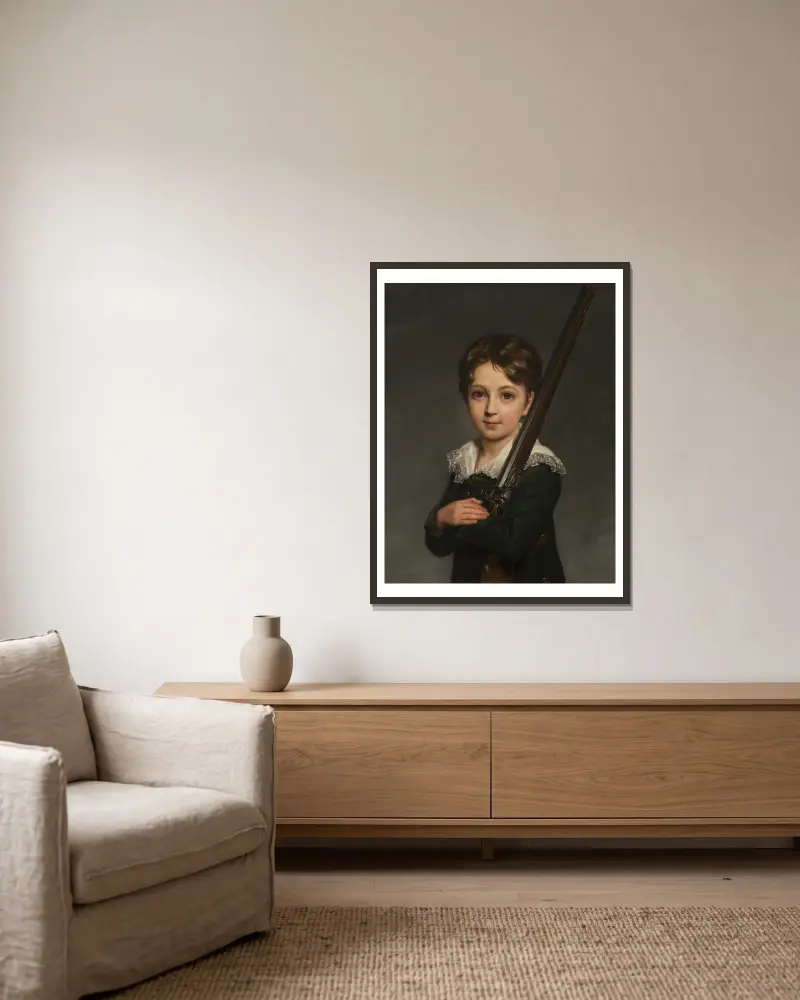Portrait of a young boy av Elisabeth Louise Vigée Le Brun inramad på en vägg