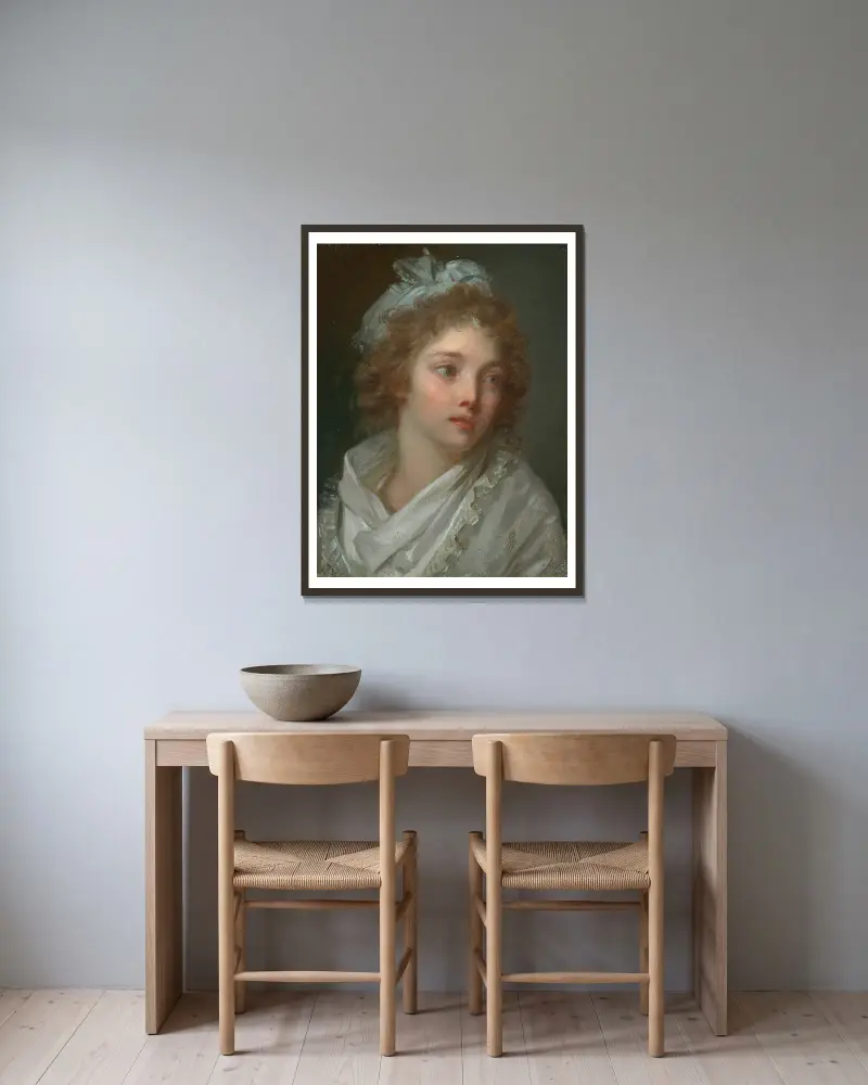 Portrait of a young lady av Elisabeth Louise Vigée Le Brun inramad på en vägg