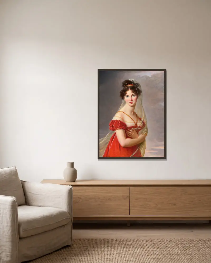 Portrait Of Aglaé Angélique Gabrielle av Elisabeth Louise Vigée Le Brun inramad på en vägg