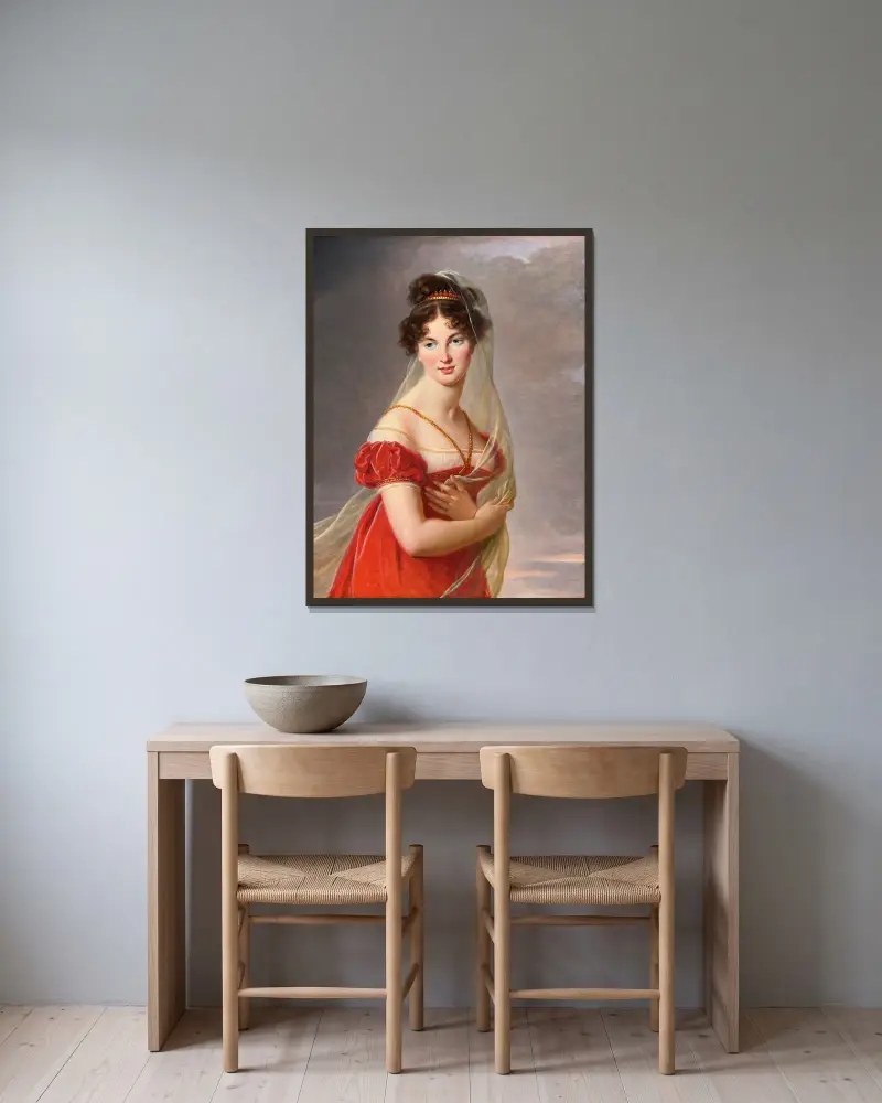 Portrait Of Aglaé Angélique Gabrielle av Elisabeth Louise Vigée Le Brun inramad på en vägg