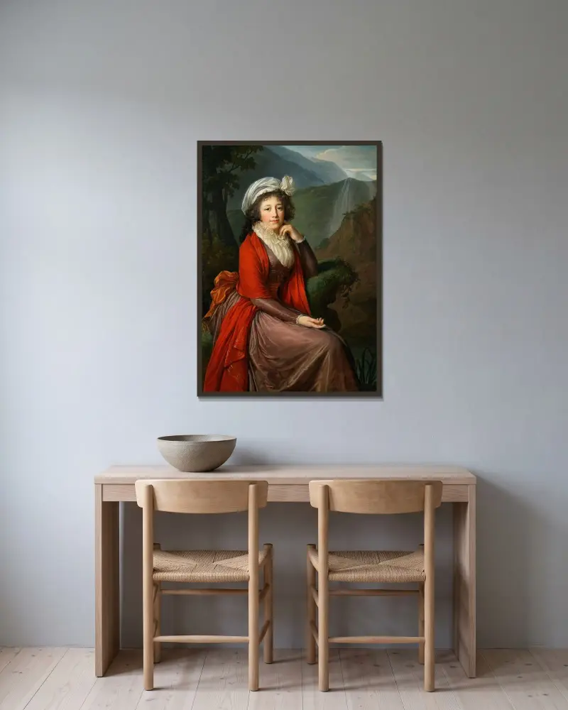 Porträt der Gräfin Maria Theresia Bucquoi, geb. Parr von Elisabeth Louise Vigée Le Brun gerahmt an einer Wand