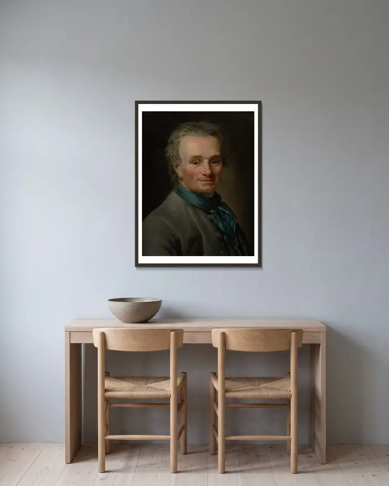 Portrait of Jean-Baptiste Lemoyne the Younger av Elisabeth Louise Vigée Le Brun inramad på en vägg