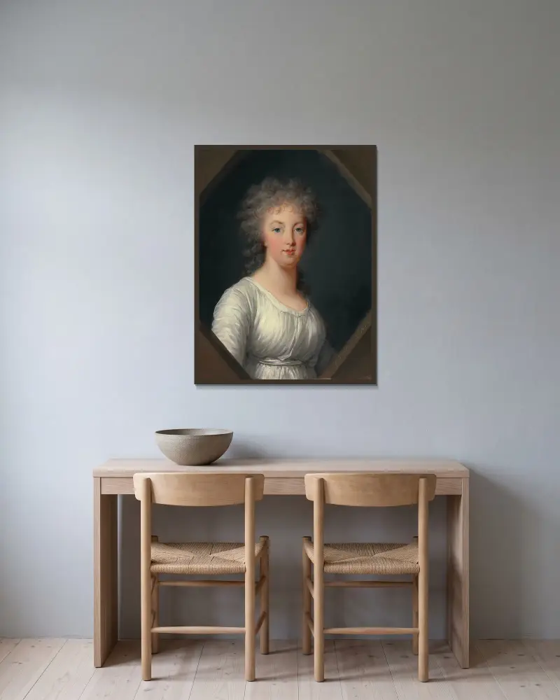Porträtt av Marie Antoinette (1755–1793) av Elisabeth Louise Vigée Le Brun inramad på en vägg